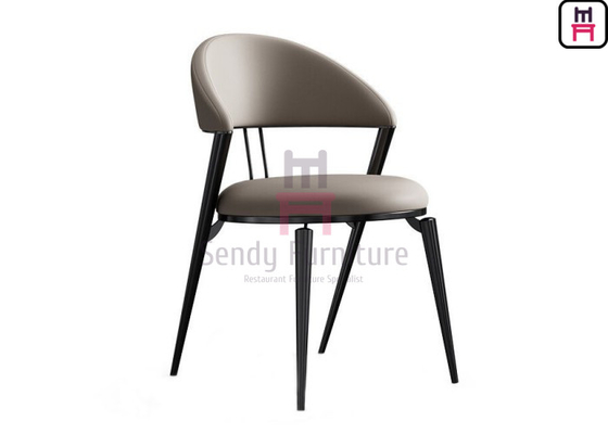 satın al Restoran için Arkası Açık Karbon Çelik Çerçeve Deri Döşemeli Yemek Sandalyesi online manufacture