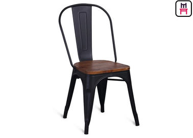 satın al Ahşap Koltuklu 86cm Yükseklik Siyah Metal Restoran Sandalyeleri Tolix Bar Taburesi online manufacture