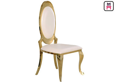 satın al Altın / Krom Deri Koltuk ile Otel Kolsuz Oval Geri Paslanmaz Çelik Restoran Sandalyeler online manufacture
