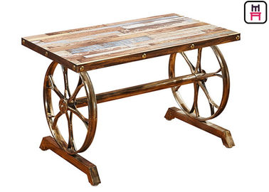 satın al Tekerlek Tasarımı ile 4ft * 2ft Kontrplak / Dökme Demir Masa Tabanı Endüstriyel Stil Sehpa online manufacture