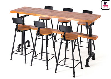 satın al Comfotable Footrest ile Masif Ahşap Üst Restoran Bar Masaları Tüp Tasarım Tabanı online manufacture