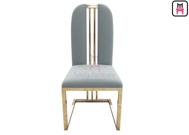 satın al Gül Altın Yüksek Geri Yemek Sandalyeleri Kadife Koltuk W48 * D42 * H103cm Kolsuz online manufacture