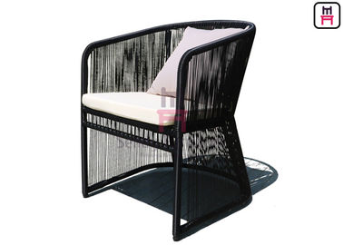 satın al Alüminyum Çerçeve Açık Restoran Masaları, Siyah Halat Rattan Kolçaklı Yemek Sandalyesi online manufacture