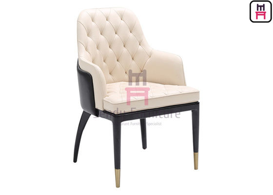 satın al Çift - Renk Deri Döşemeli Düğme Dekorasyon Modern Ahşap Restoran Sandalyeler online manufacture