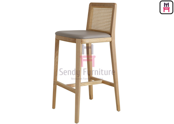 Kolçaksız Vintage Rattan Arka Bar Taburesi Boyutu H75cm Masif Kül Ahşap Çerçeve