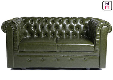 Chesterfield Düğme Bakır Pin Dekor Ile Kahverengi Deri Otel Lobi Booth Kanepe Oturma