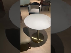 Kare Sözleşme Mermer Toplantı Ahşap Yemek Masası Çift Renkli Demir Temel Malzemesi